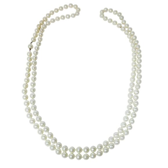Vintage Faux Pearl Strand Necklace 29" White Cream Beaded - Picture 1 of 6